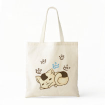 Sleepy Onigiri Cat Tote Bags