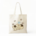 Sleepy Onigiri Cat Tote bags