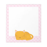 Sleepy Orange Tabby Cat {pink} Note Pad