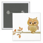Sleepy Owl in Tree Button