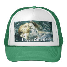 Sleepy Sea Otter "I Love Otters!" Trucker Hat