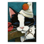 Sleepy Tuxedo Cat Clown Note Card cards