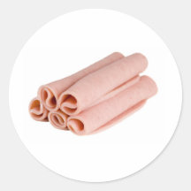Slices of ham round sticker