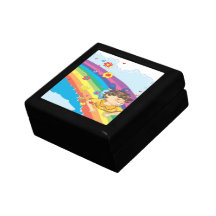 sliding down a rainbow happy vector illustration gift boxes
