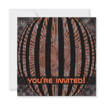 Slightly Spacy Orange Personalized Invites