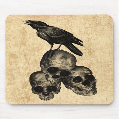 Slim Pickings Crow Skulls Gothic Art Mousepad by darkdreams