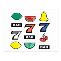Slot Machine Slots Fruits - Play To Win Charms Post Card