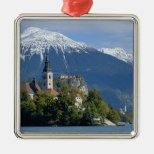 Slovenia, Bled, Lake Bled, Bled Island, Bled Christmas Ornament