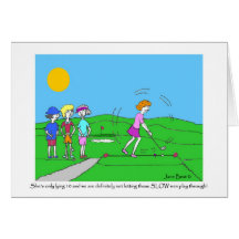 Slow Men Golf Cartoon Greeting Card