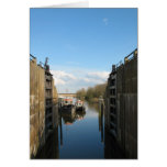 Sluice with boats in Friesland, Holland Card