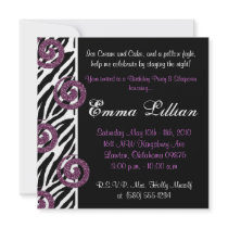 Slumber Party birthday invite fun cute girl zebra