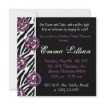 Slumber Party birthday invite fun cute girl zebra invitations