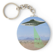 SLV UFO Keychain with UFO beaming up a Cow