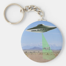 SLV UFO Keychain with UFO beaming up a Cow