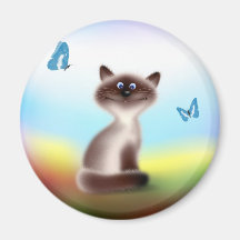 Sly Cat & Butterflies Magnets
