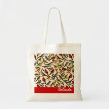 Small Backyard Birds on Gingham, Personalised Bags