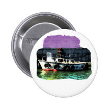Small boat ladder tires in ocean by tug pinback button