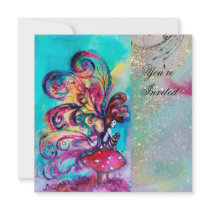 SMALL ELF OF MUSHROOMS ,pink yellow blue sparkle
