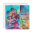 SMALL ELF OF MUSHROOMS ,pink yellow blue sparkle invitations