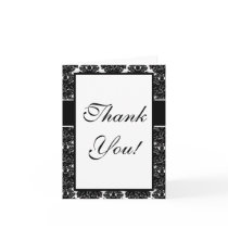 small flourish black white damask card