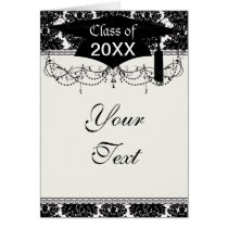 small flourish black white damask design greeting cards