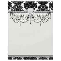 small flourish black white damask design flyers