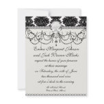 small flourish black white damask design invitations