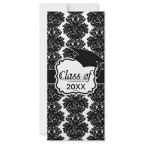 small flourish black white damask design rack card design