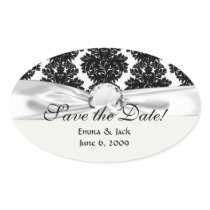 small flourish black white damask design stickers
