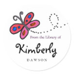 Small Pink Butterfly Book Labels stickers