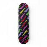 Small plastic toy saws in different colours skateboards