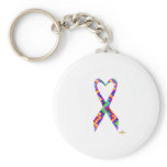 Small Puzzle Pieces Heart Shaped Awareness Ribbon keychains