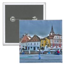 Small Square, Sibiu HDR Pinback Button