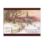 Small Town and Church at Sunset in Winter Postcard