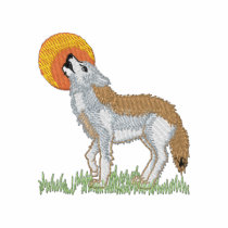 Small Wolf Scene Embroidered Polo Shirt