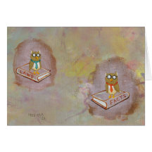 Smart owl art legal facts fun unique art painting cards