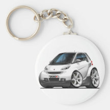 Smart White Car Keychains