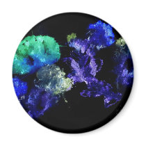 Smashed Flowers Design, Black back glowing Fridge Magnets