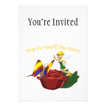 Smell The Roeses Butterfly & Fairy Personalized Announcements