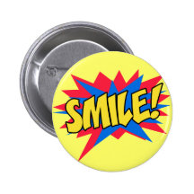 Smile Happy Pop Art Button