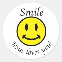 Smile, Jesus loves you Round Sticker