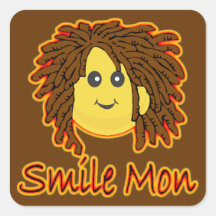 Smile Mon Fire Rasta Smiley Face Stickers