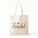 Smile! motivational tote bag with butterfly