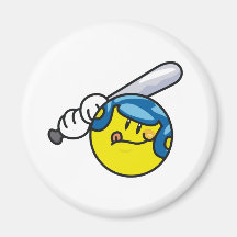 Smiley Baseball Fridge Magnet