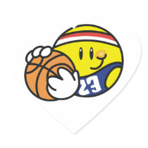 Smiley Basketball Tshirts and Gifts Heart Stickers