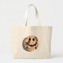 Smiley Chocolate Chip Cookie Tote Bags