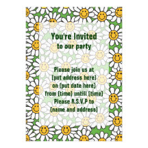Smiley Daisy Flowers Pattern Custom Announcement