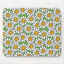Smiley Daisy Flowers Pattern Mousepad