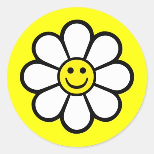 Smiley Daisy Round Sticker