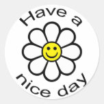 Smiley Daisy Round Stickers